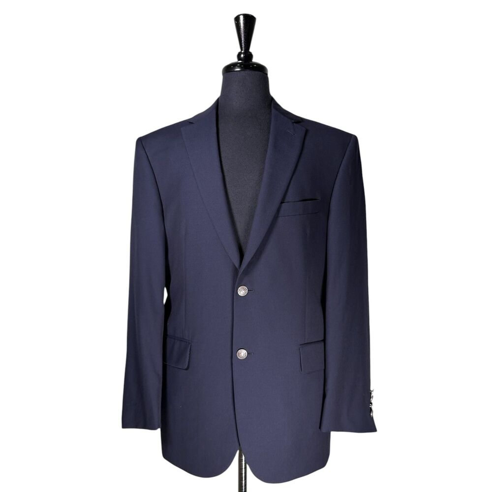 Jos A Bank Reserve Mens 42R Navy Wool Blazer Tailored Fit 2 Button Sport Coat